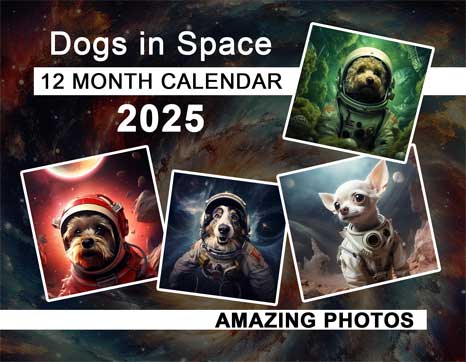 Dogs in Space 2025 Wall Calendar