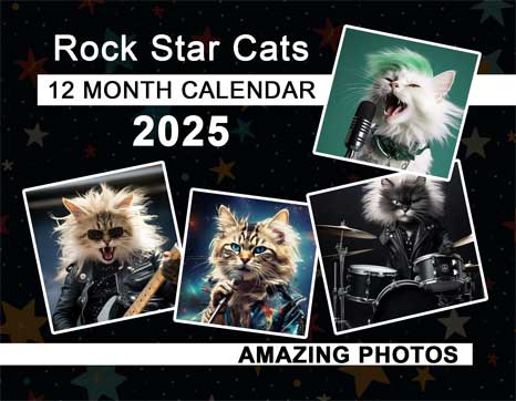 Rock Star Cats 2025 Wall Calendar