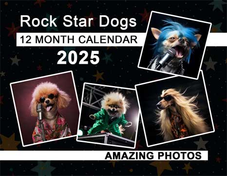 Rock Star Dogs 2025 Wall Calendar