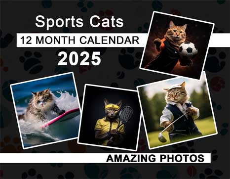 Sports Cats 2025 Wall Calendar